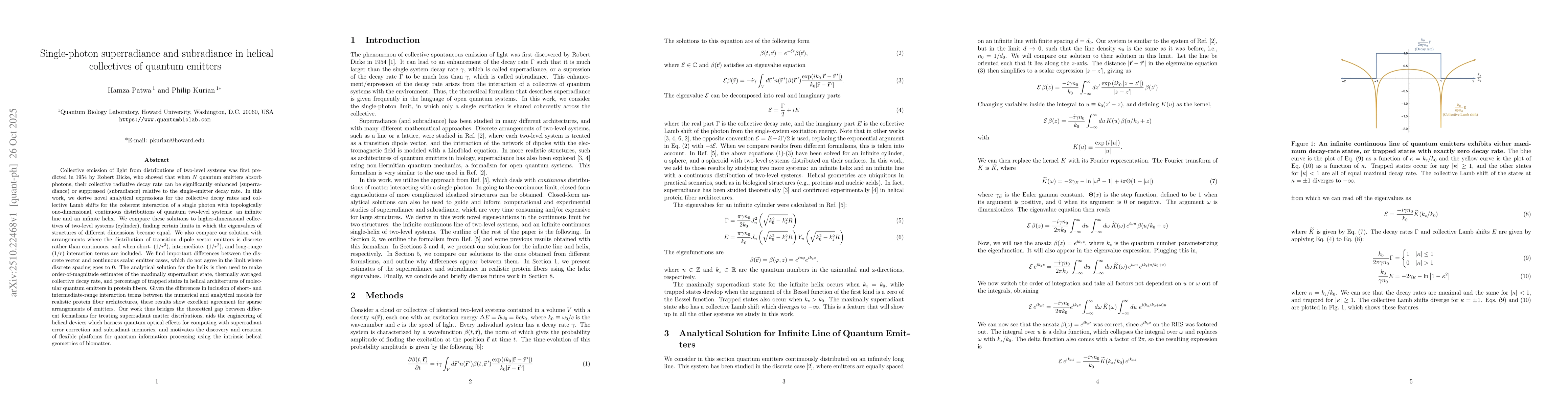 Thumbnail for Single-photon superradiance and subradiance in helical collectives of
  quantum emitters
