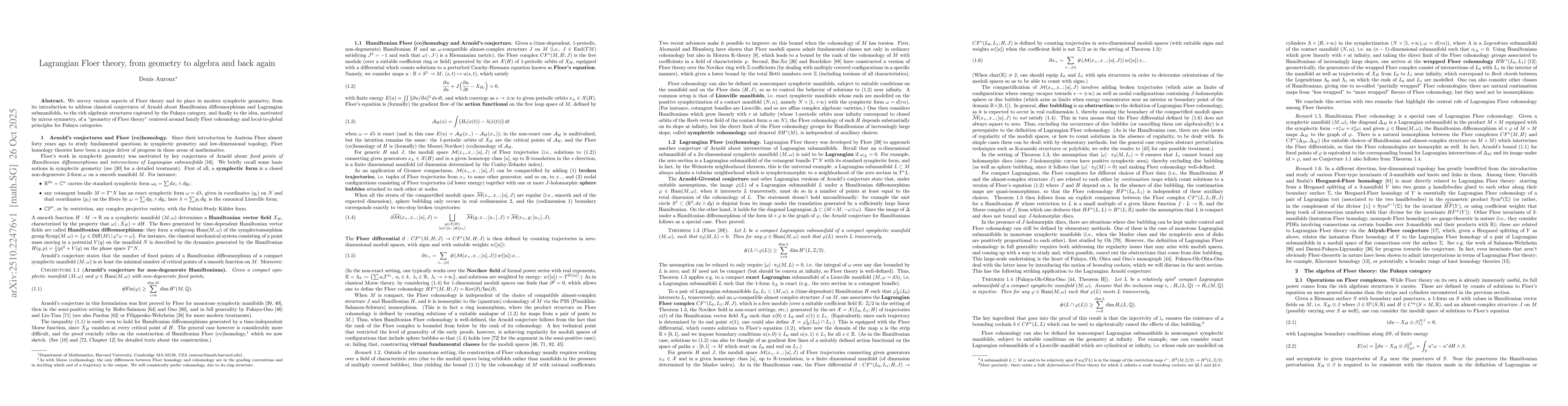 Thumbnail for Lagrangian Floer theory, from geometry to algebra and back again