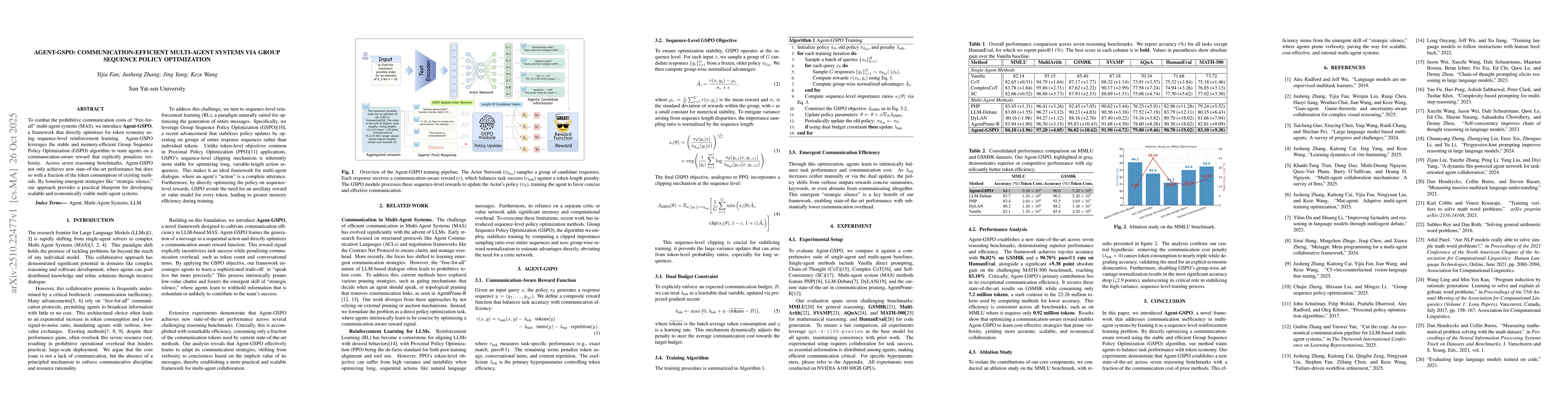 Thumbnail for Agent-GSPO: Communication-Efficient Multi-Agent Systems via Group
  Sequence Policy Optimization