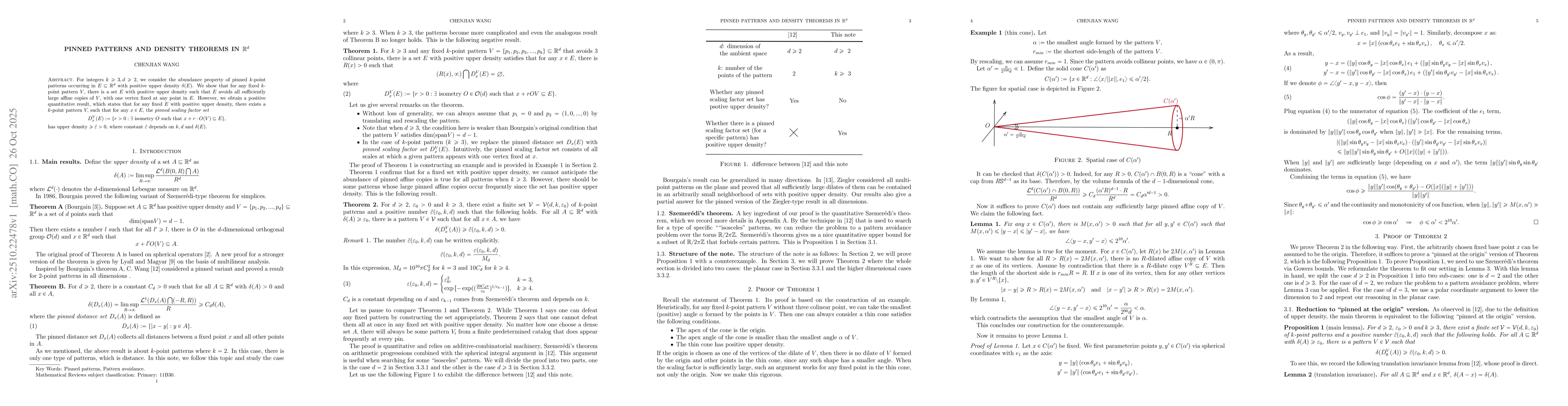 Thumbnail for Pinned patterns and density theorems in $\mathbb R^d$