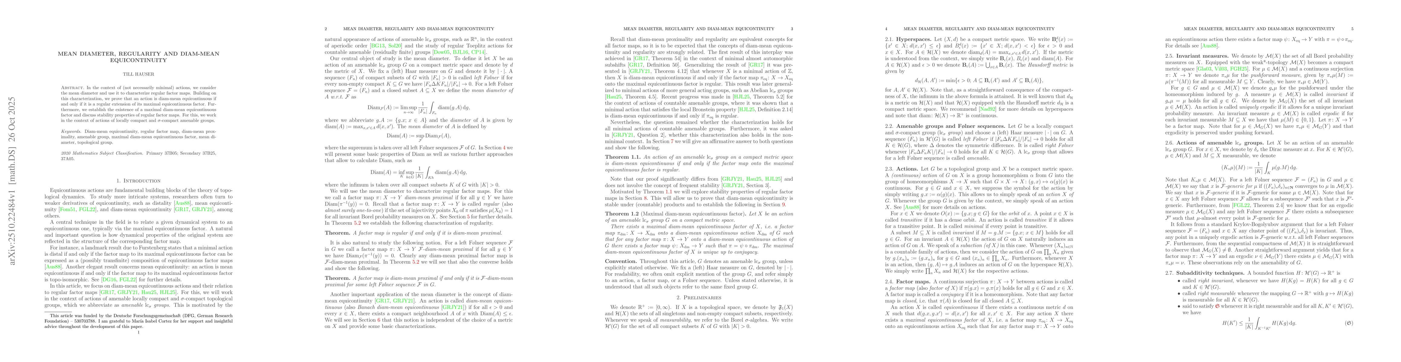 Thumbnail for Mean Diameter, Regularity and Diam-Mean Equicontinuity