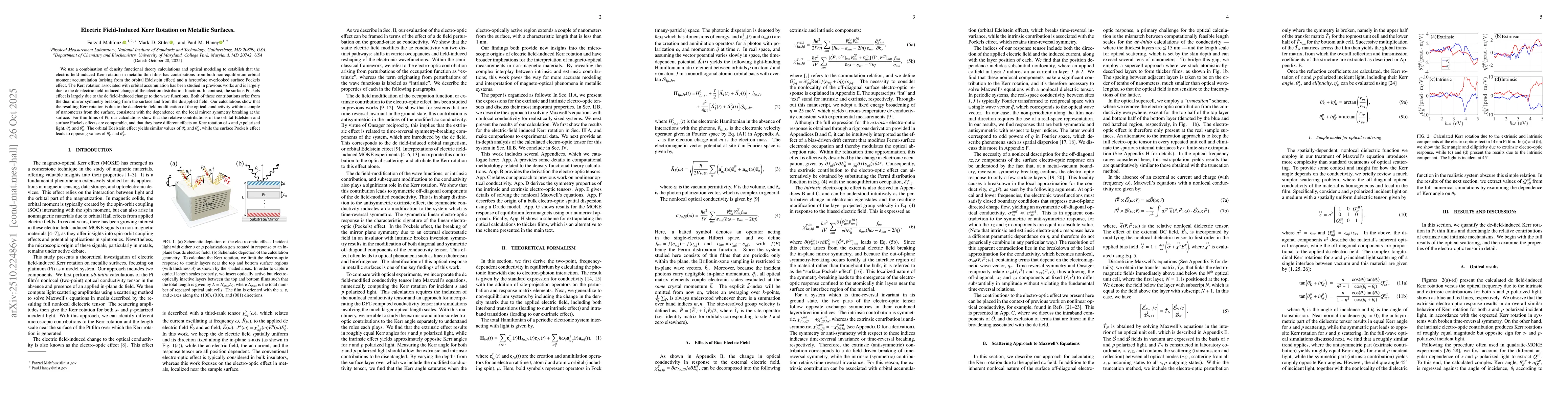 Thumbnail for Electric Field-Induced Kerr Rotation on Metallic Surfaces
