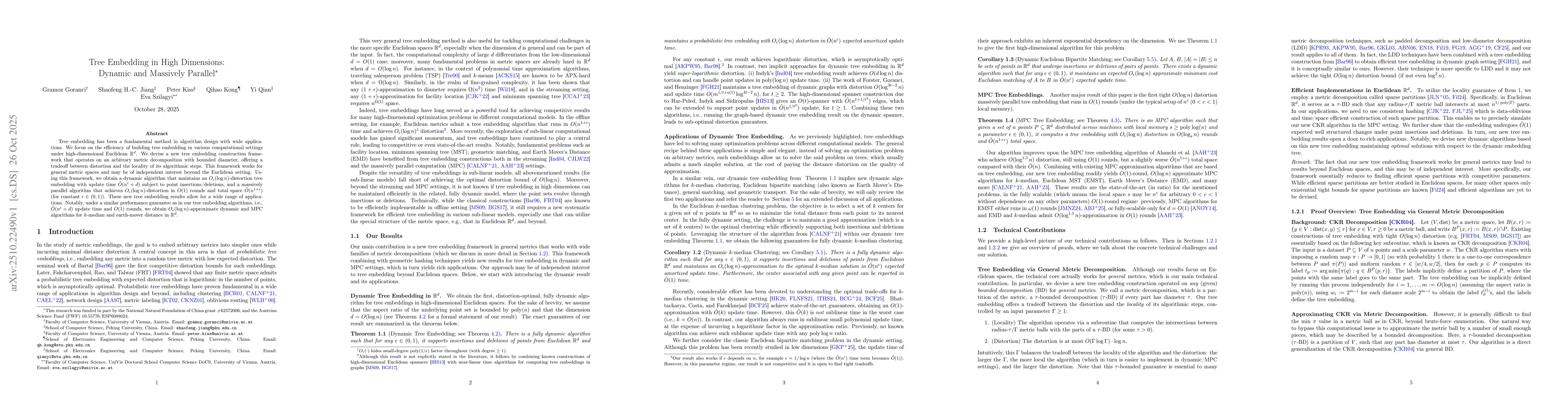 Thumbnail for Tree Embedding in High Dimensions: Dynamic and Massively Parallel