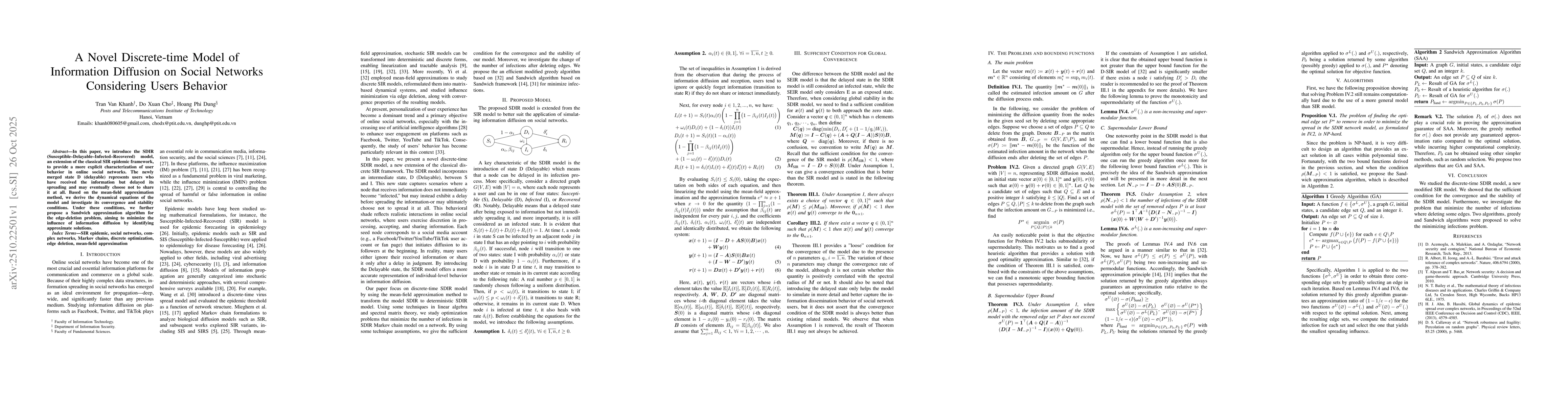 Thumbnail for A Novel Discrete-time Model of Information Diffusion on Social Networks
  Considering Users Behavior