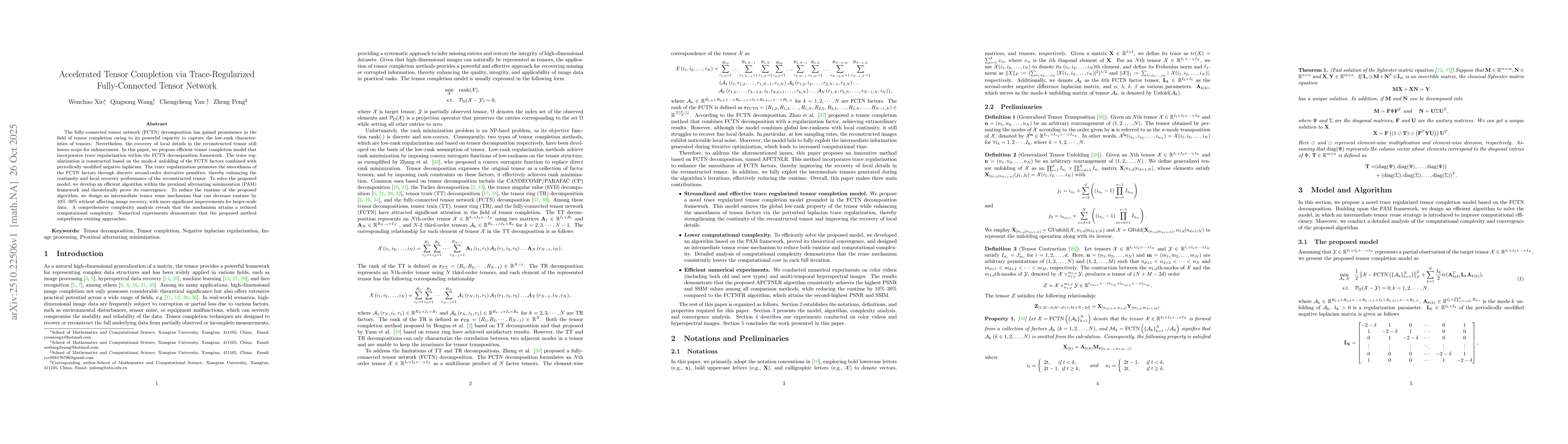 Thumbnail for Accelerated Tensor Completion via Trace-Regularized Fully-Connected
  Tensor Network