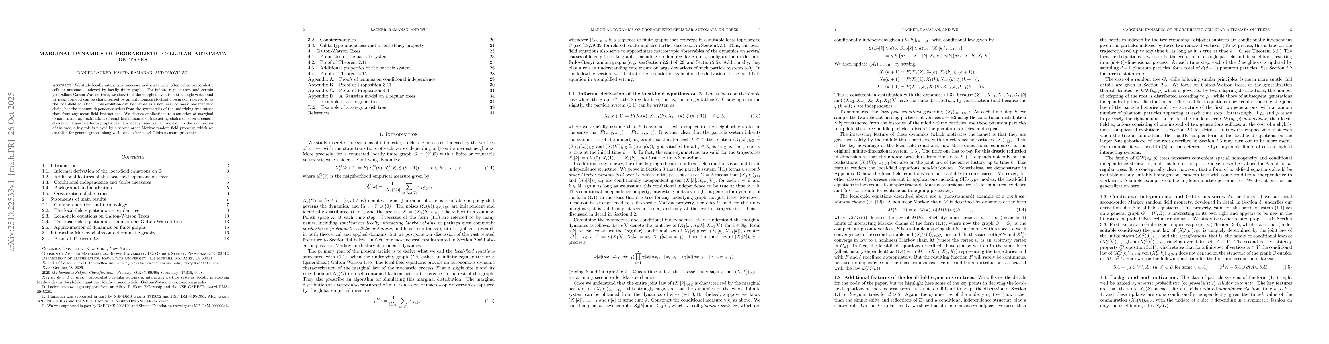 Thumbnail for Marginal dynamics of probabilistic cellular automata on trees