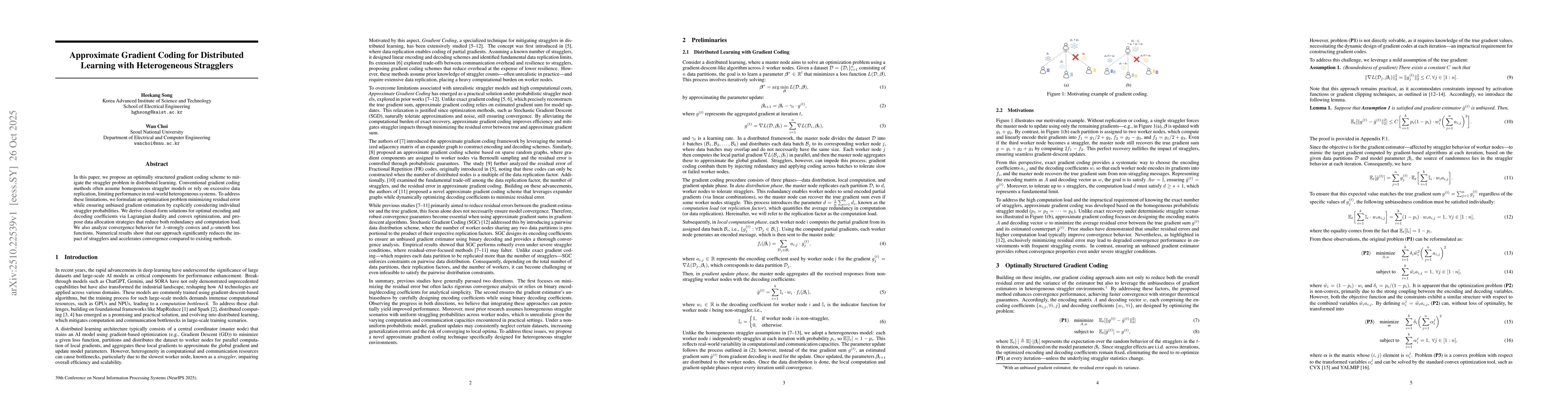 Thumbnail for Approximate Gradient Coding for Distributed Learning with Heterogeneous
  Stragglers