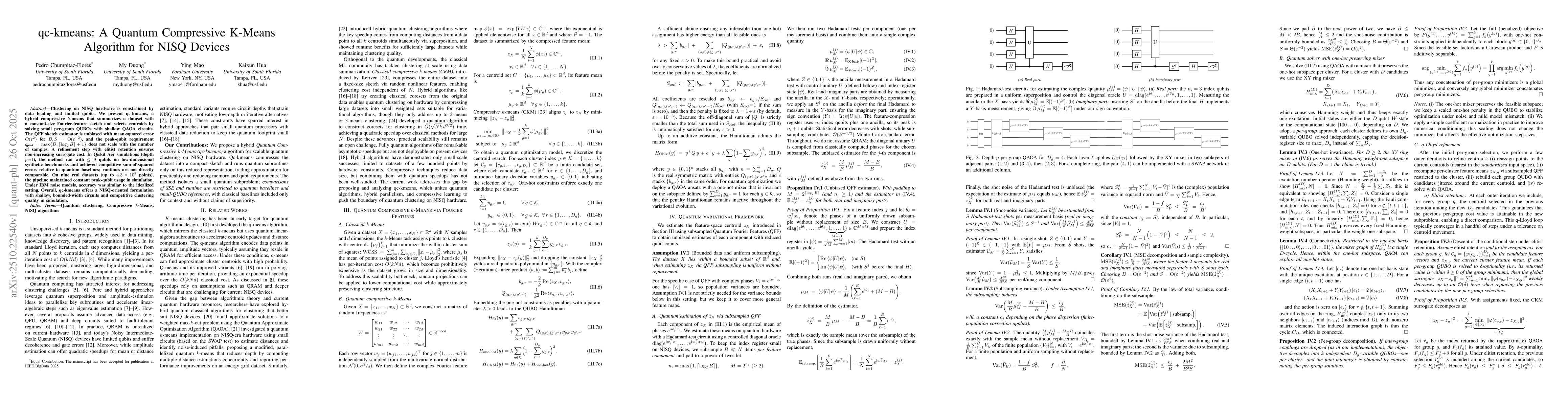 Thumbnail for qc-kmeans: A Quantum Compressive K-Means Algorithm for NISQ Devices