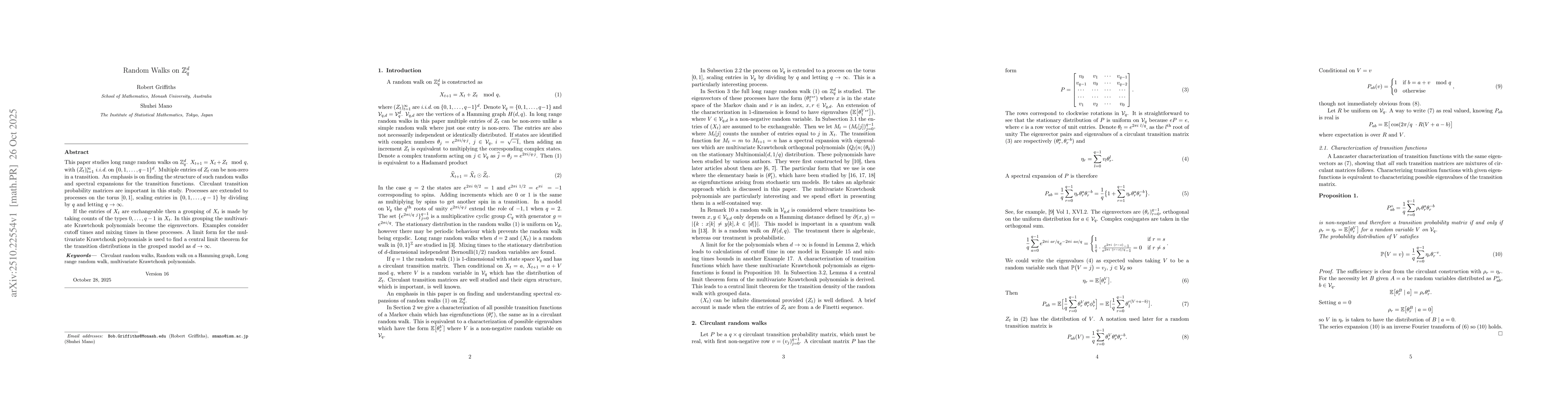 Thumbnail for Random Walks on $\mathbb{Z}_q^d$