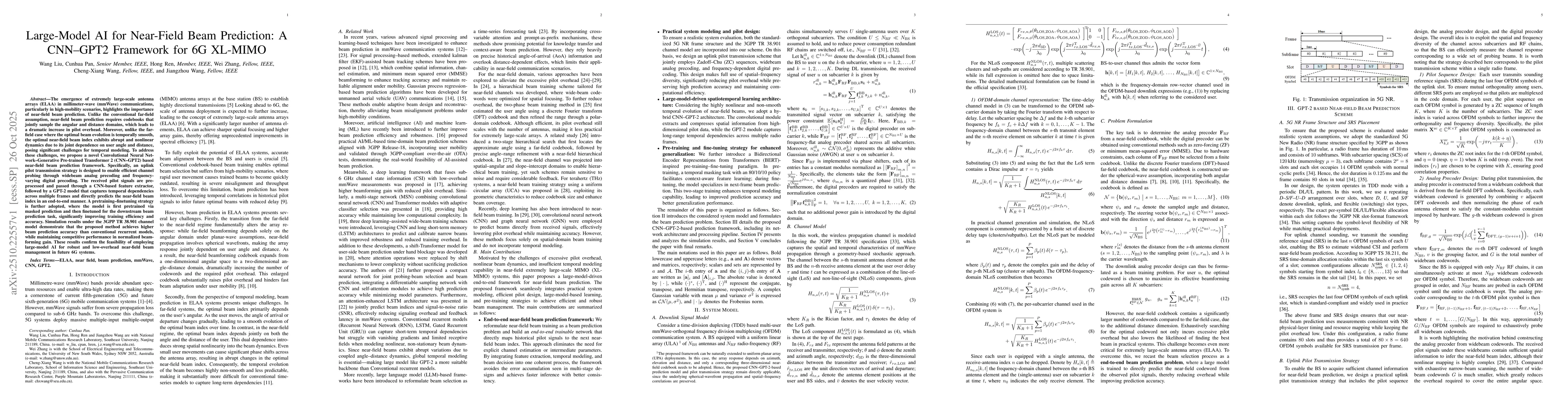 Thumbnail for Large-Model AI for Near Field Beam Prediction: A CNN-GPT2 Framework for
  6G XL-MIMO