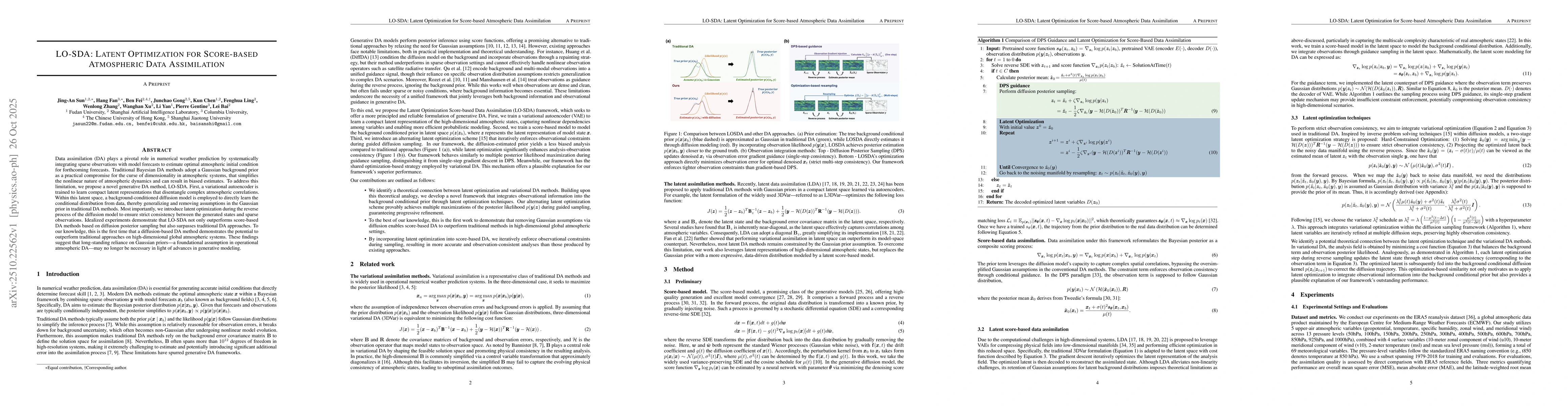 Thumbnail for LO-SDA: Latent Optimization for Score-based Atmospheric Data
  Assimilation