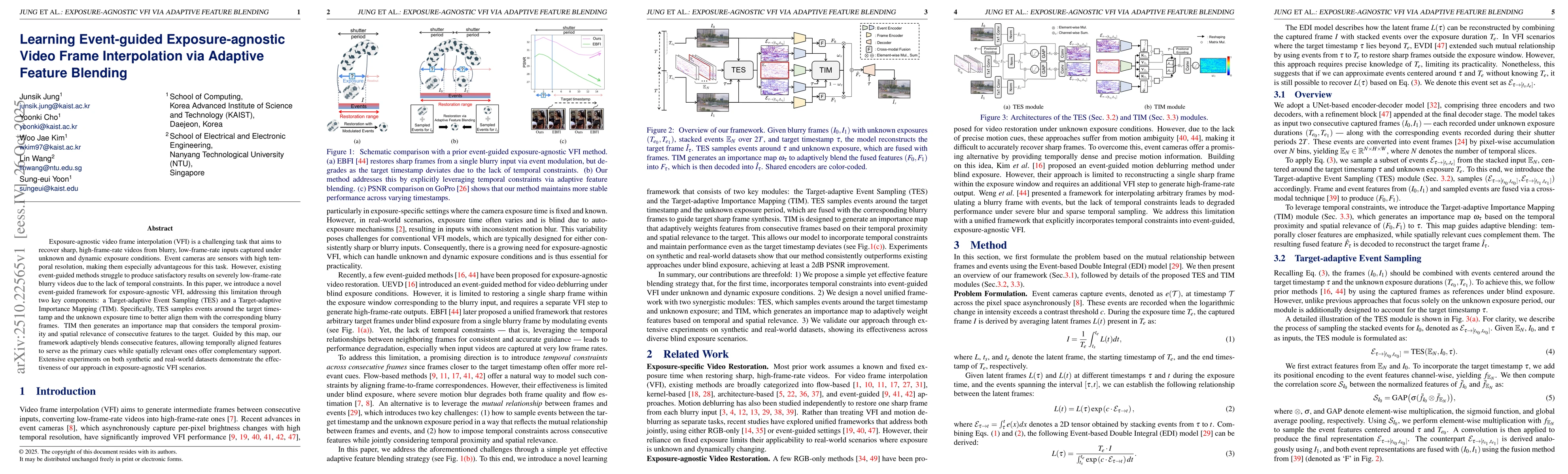 Thumbnail for Learning Event-guided Exposure-agnostic Video Frame Interpolation via
  Adaptive Feature Blending