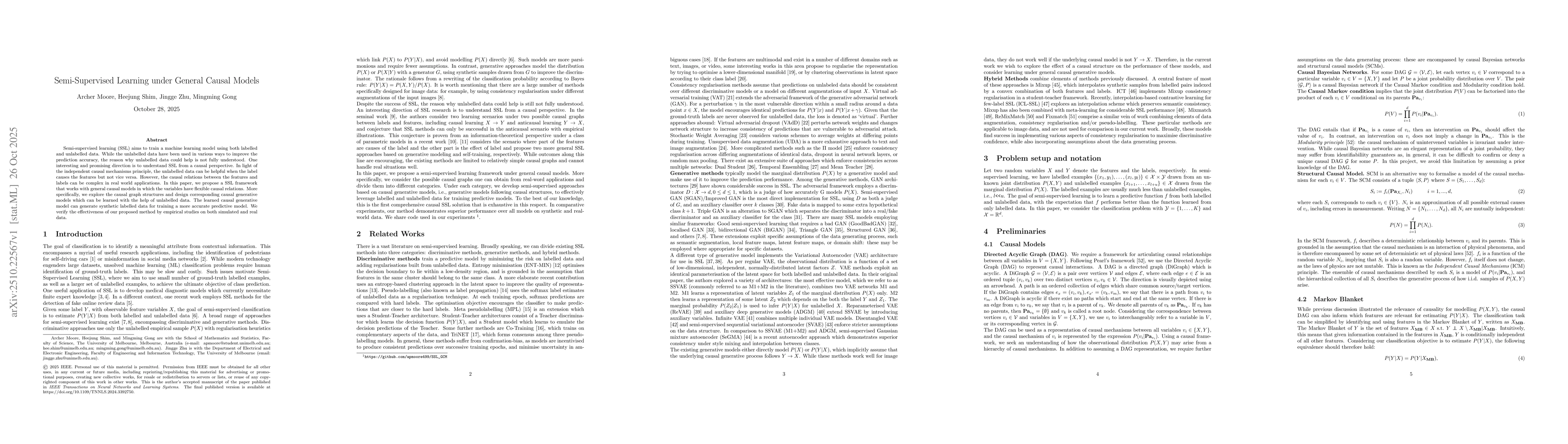 Thumbnail for Semi-Supervised Learning under General Causal Models