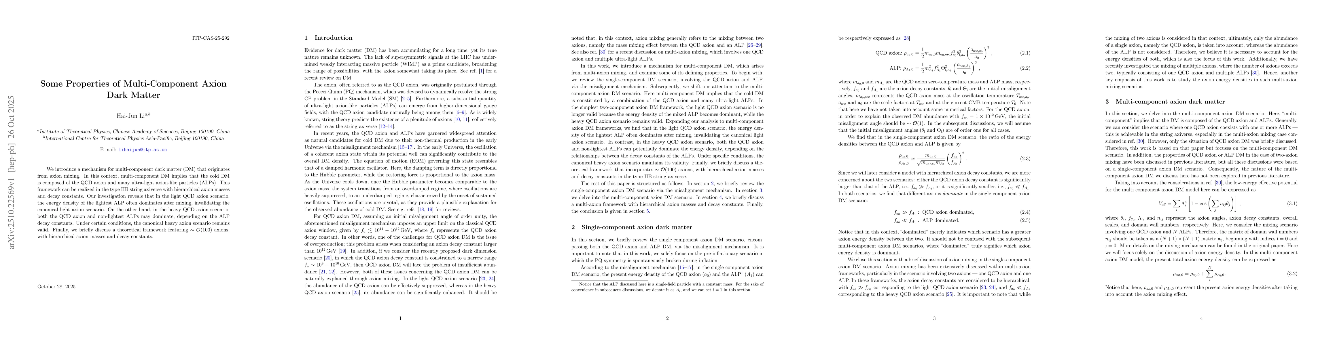 Thumbnail for Some Properties of Multi-Component Axion Dark Matter