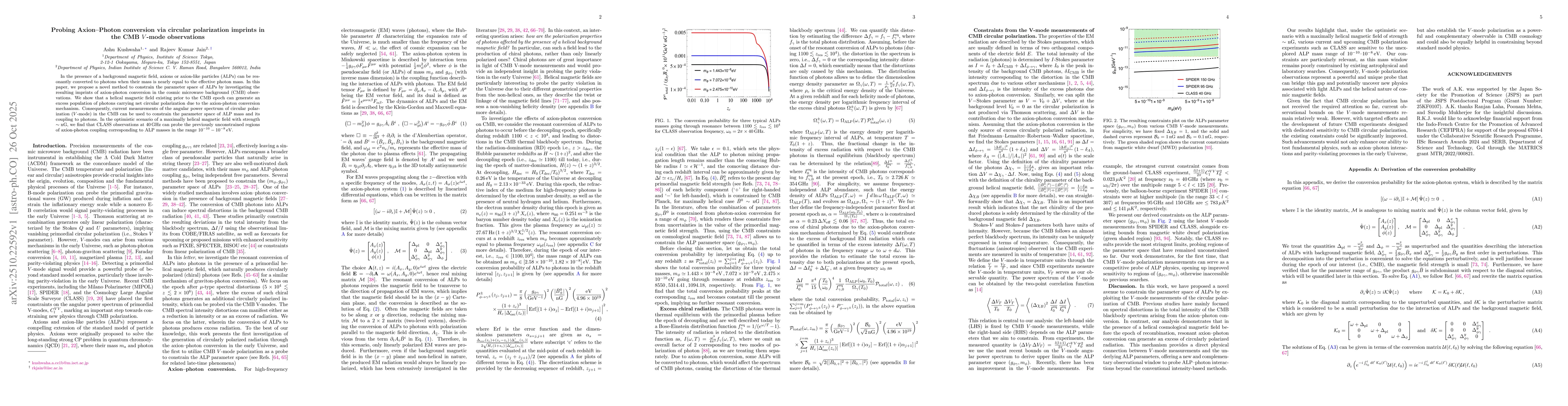 Thumbnail for Probing Axion-Photon conversion via circular polarization imprints in
  the CMB $V$-mode observations