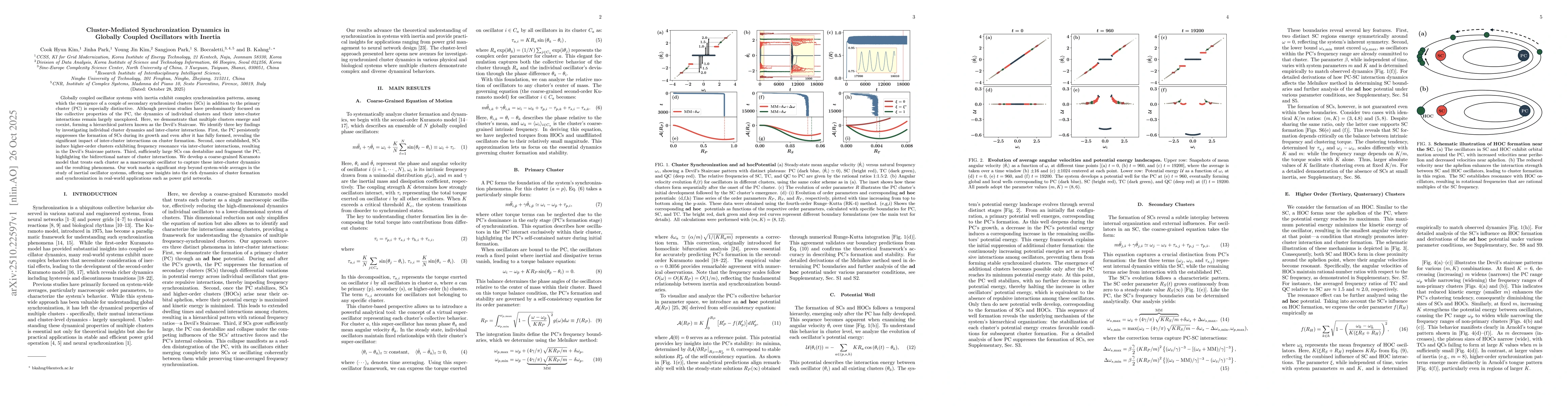 Thumbnail for Cluster-Mediated Synchronization Dynamics in Globally Coupled
  Oscillators with Inertia