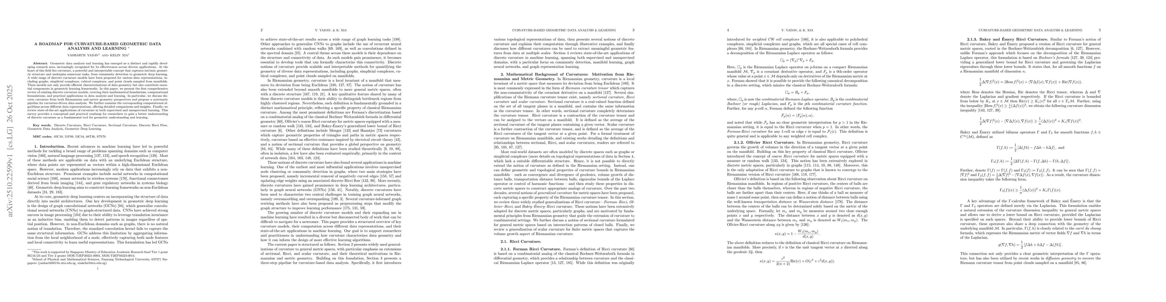 Thumbnail for A roadmap for curvature-based geometric data analysis and learning