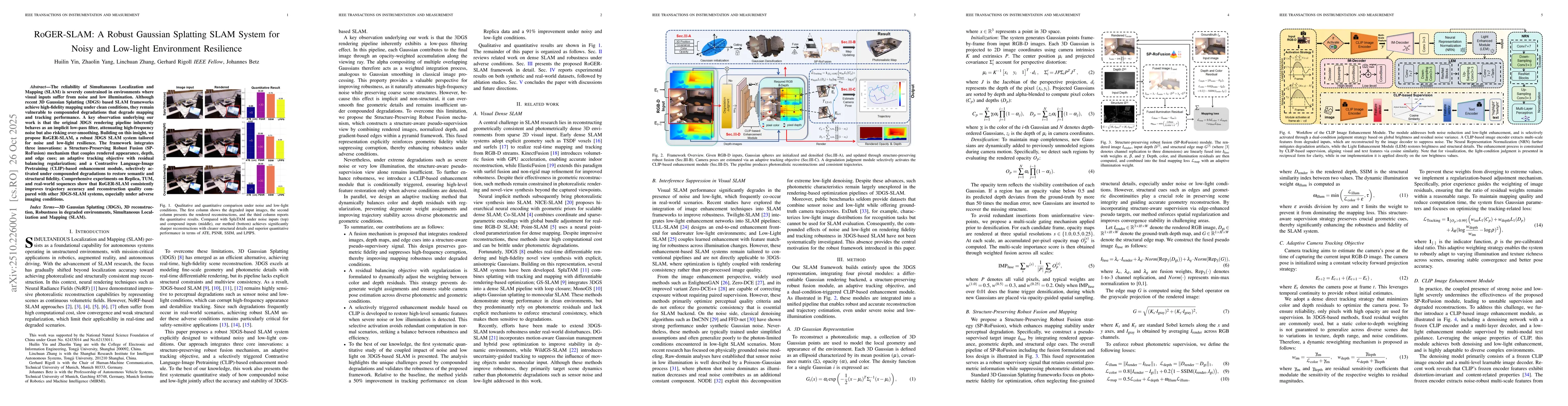 Thumbnail for RoGER-SLAM: A Robust Gaussian Splatting SLAM System for Noisy and
  Low-light Environment Resilience