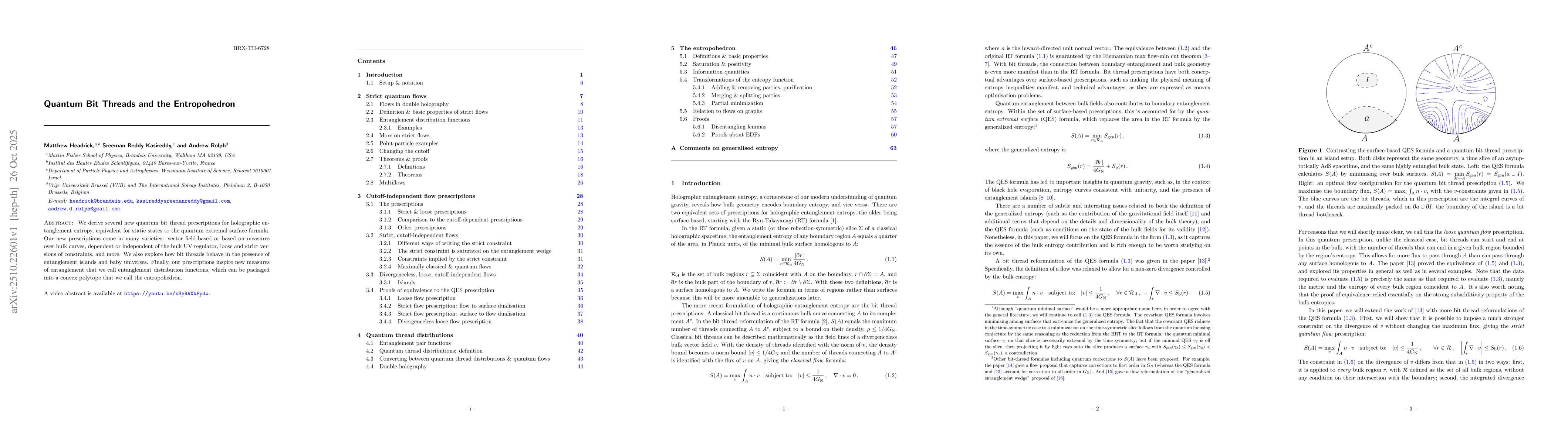 Thumbnail for Quantum Bit Threads and the Entropohedron
