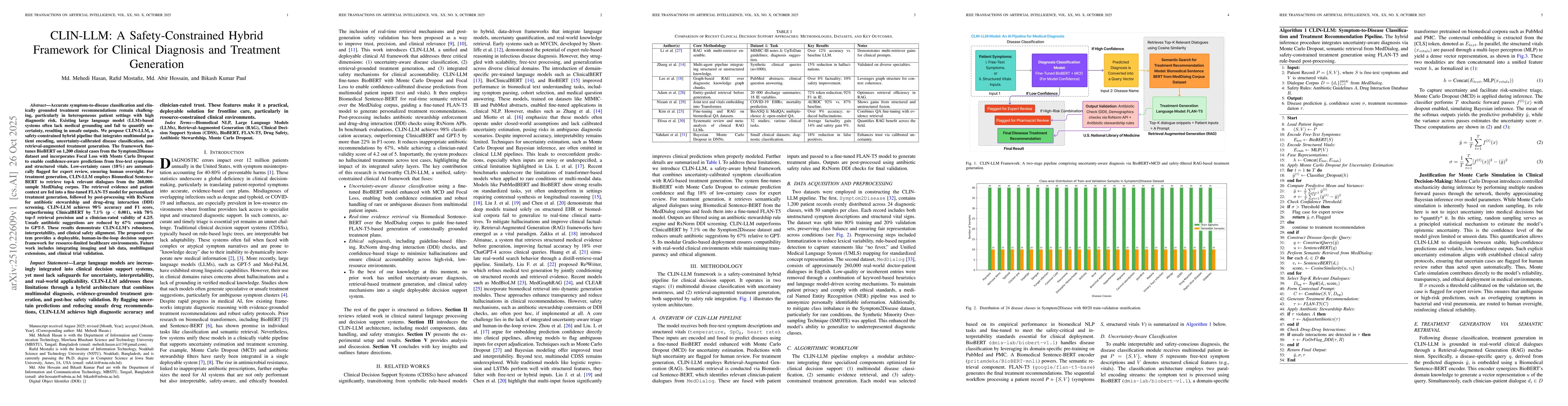 Thumbnail for CLIN-LLM: A Safety-Constrained Hybrid Framework for Clinical Diagnosis
  and Treatment Generation