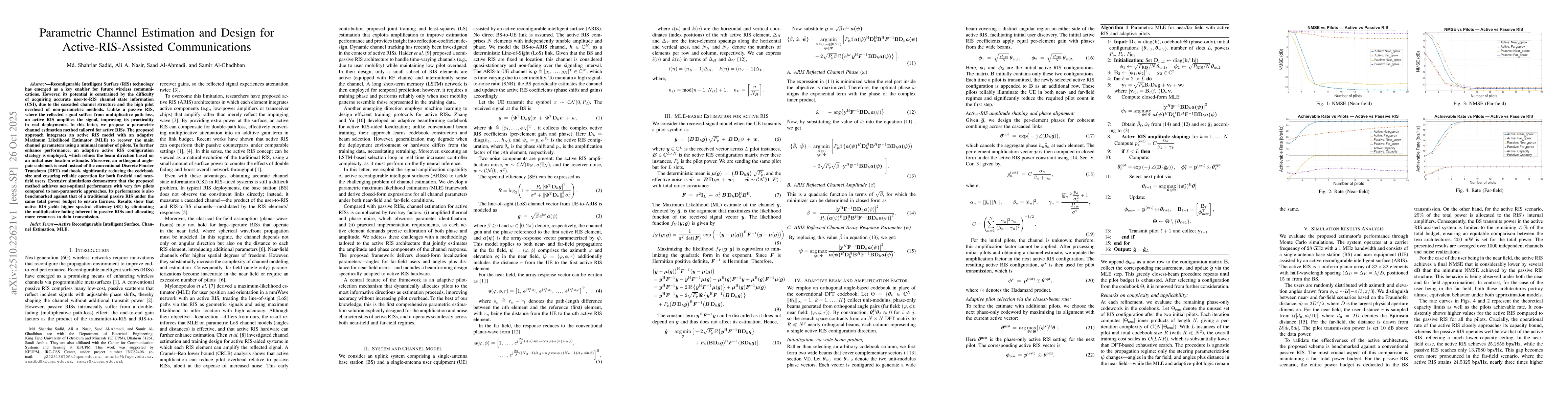 Thumbnail for Parametric Channel Estimation and Design for Active-RIS-Assisted
  Communications