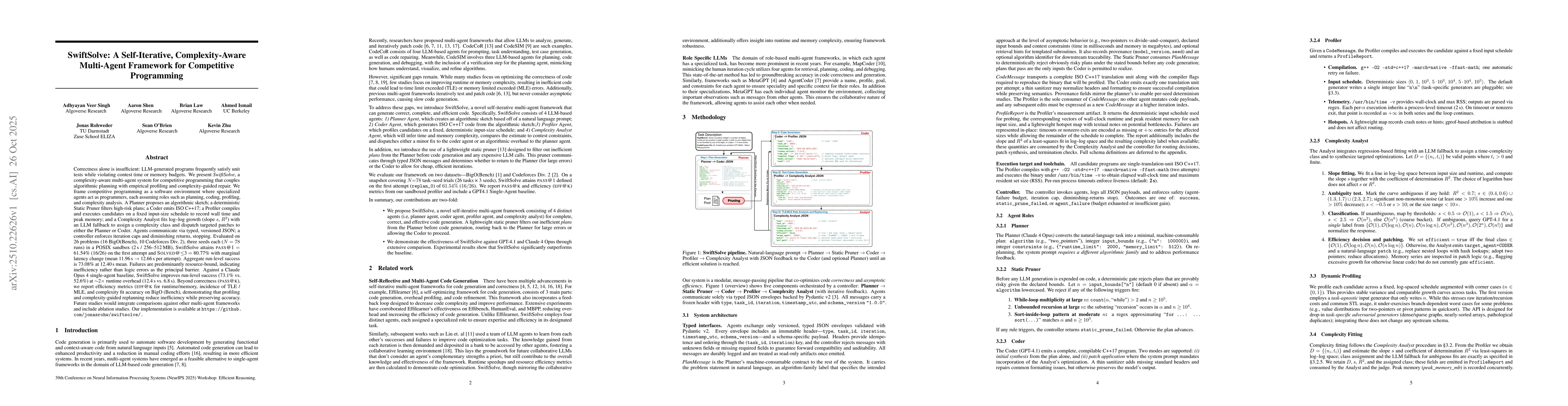 Thumbnail for SwiftSolve: A Self-Iterative, Complexity-Aware Multi-Agent Framework for
  Competitive Programming
