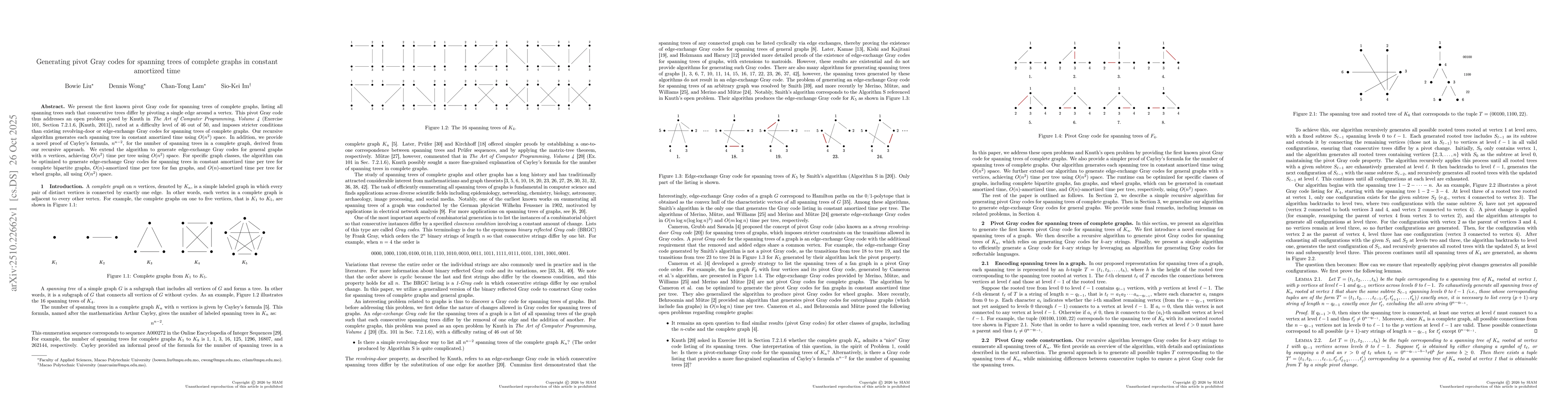 Thumbnail for Generating pivot Gray codes for spanning trees of complete graphs in
  constant amortized time