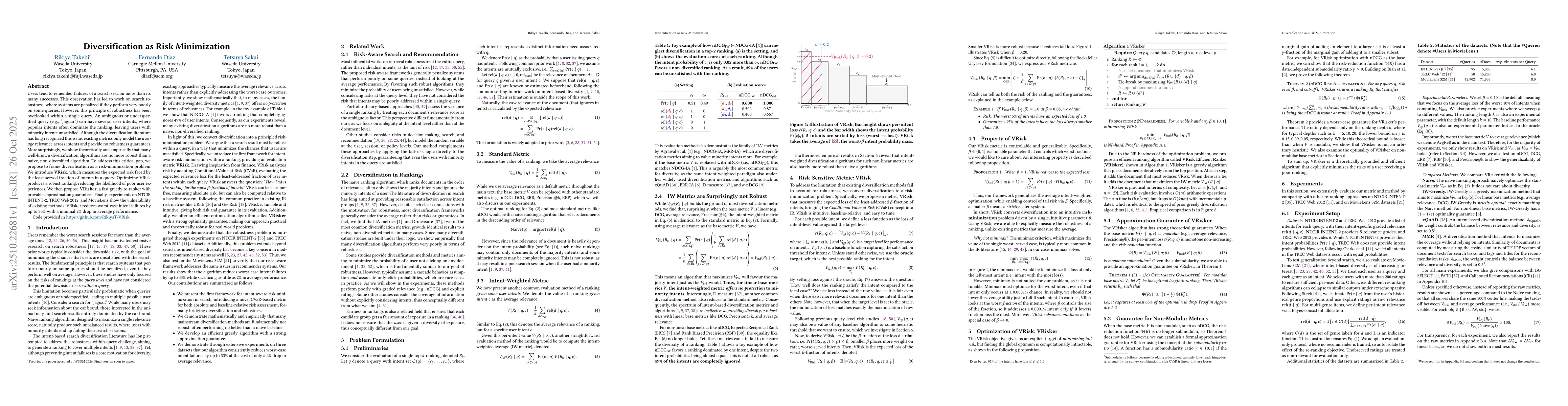 Thumbnail for Diversification as Risk Minimization