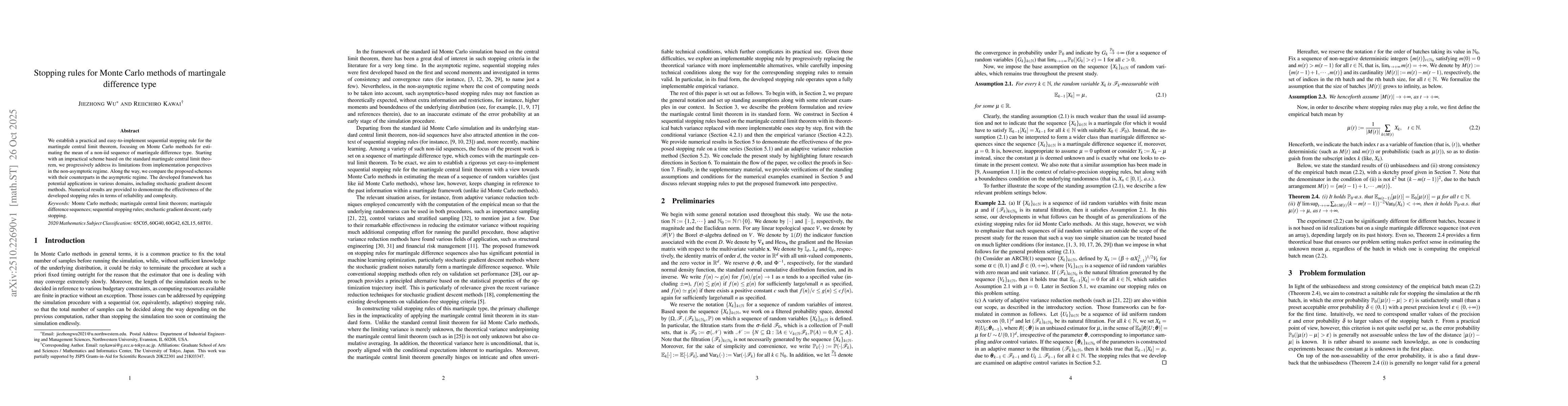 Thumbnail for Stopping Rules for Monte Carlo Methods of Martingale Difference Type