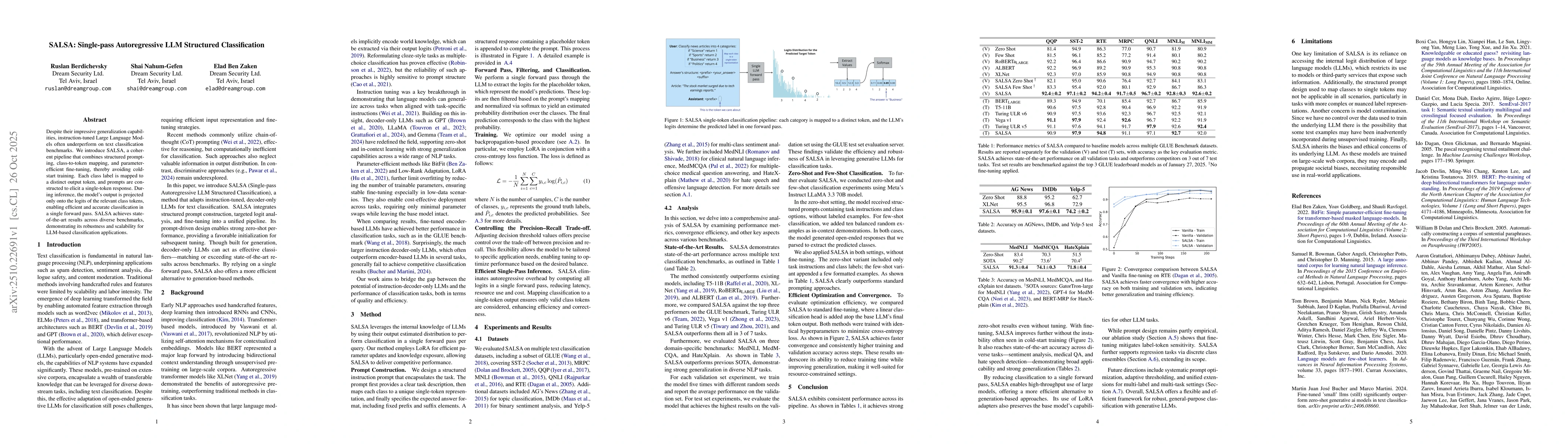 Thumbnail for SALSA: Single-pass Autoregressive LLM Structured Classification
