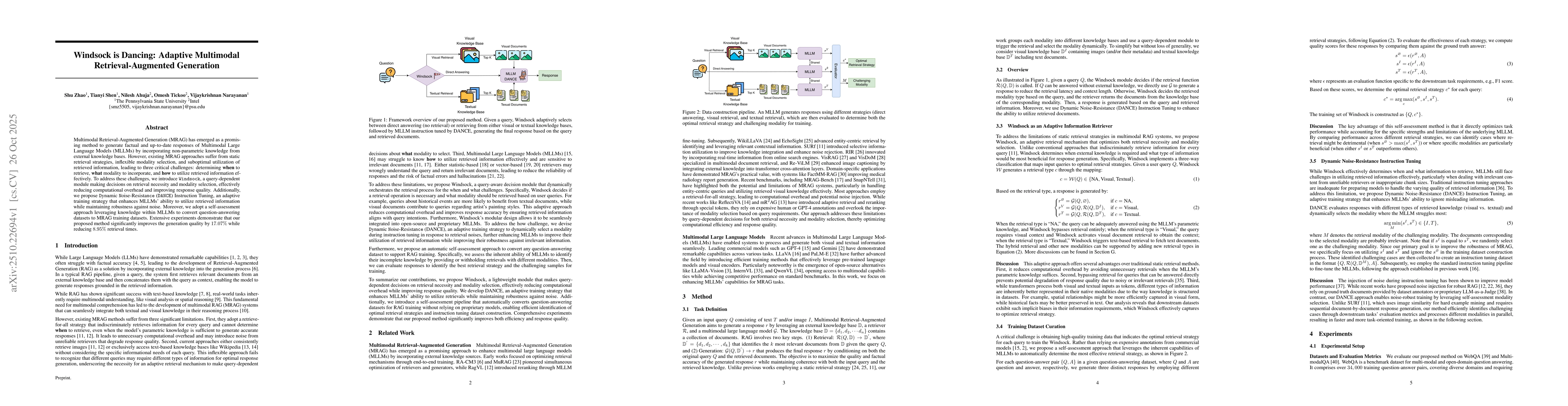 Thumbnail for Windsock is Dancing: Adaptive Multimodal Retrieval-Augmented Generation