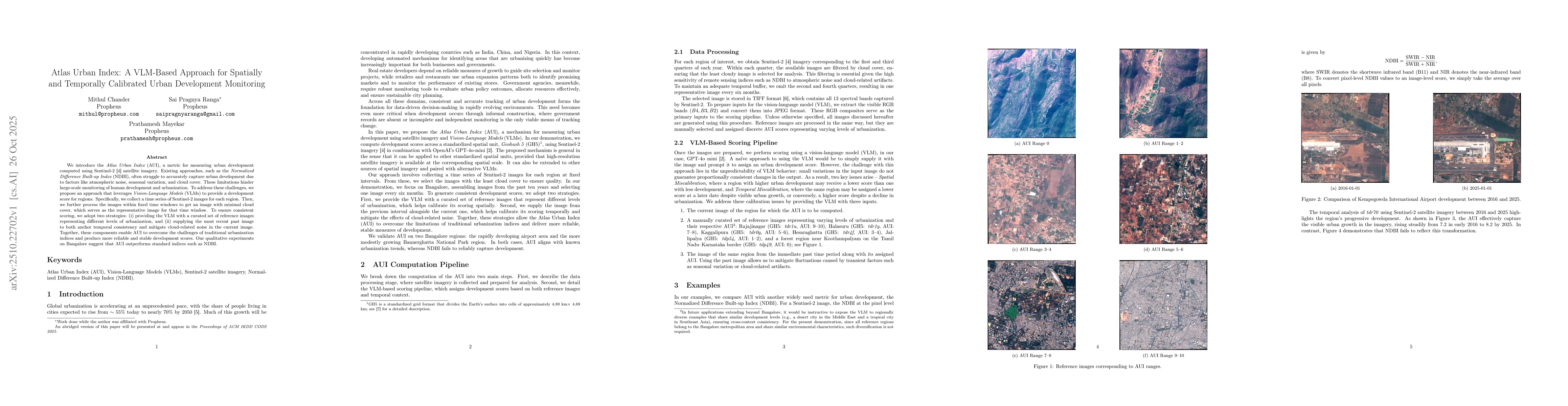 Thumbnail for Atlas Urban Index: A VLM-Based Approach for Spatially and Temporally
  Calibrated Urban Development Monitoring