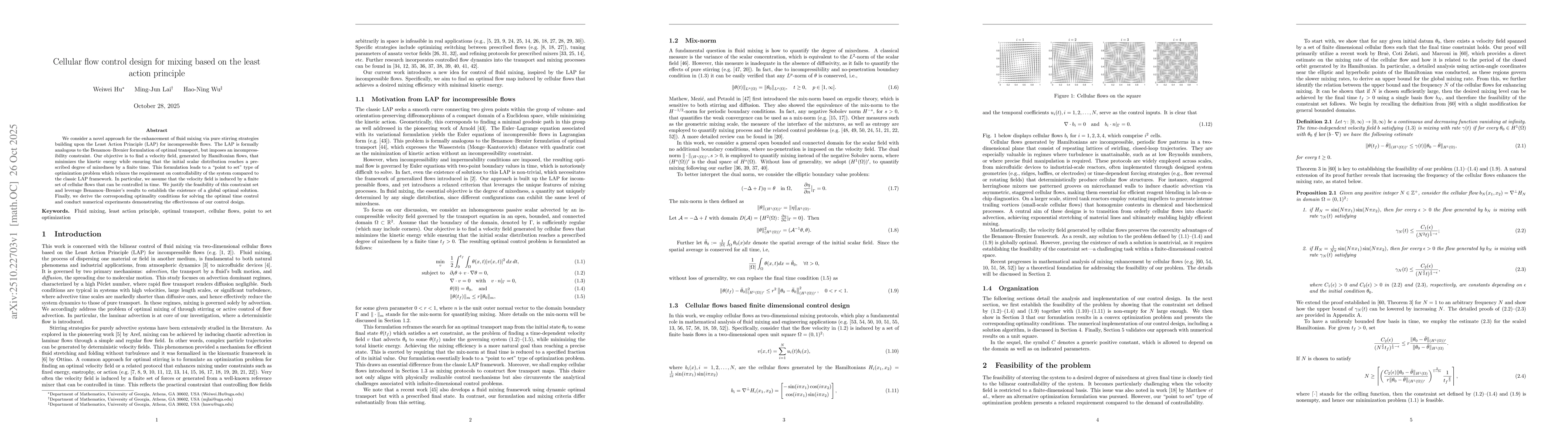 Thumbnail for Cellular flow control design for mixing based on the least action
  principle