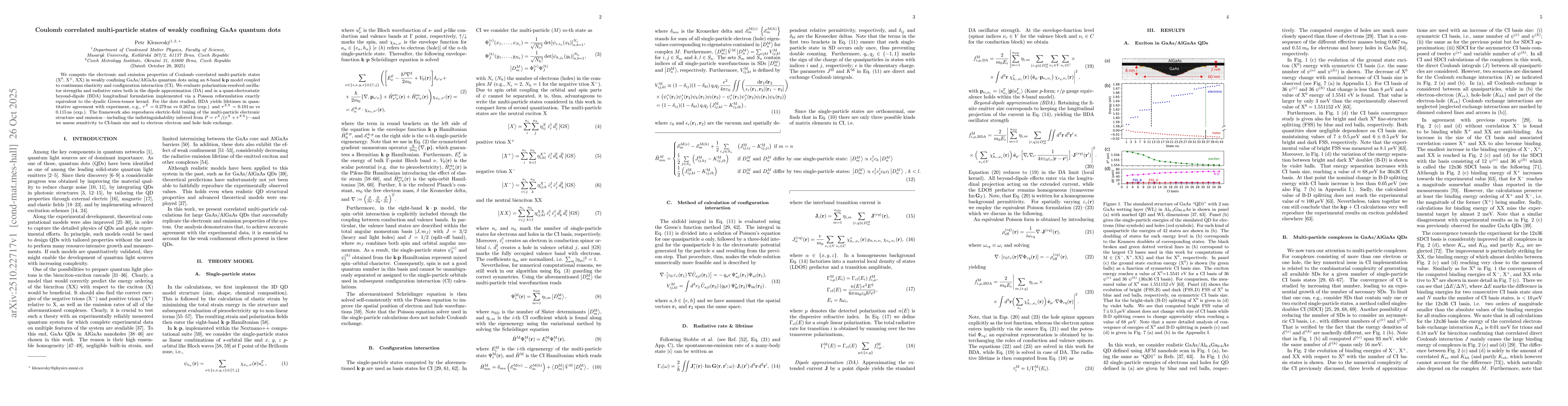 Thumbnail for Coulomb correlated multi-particle states of weakly confining GaAs
  quantum dots