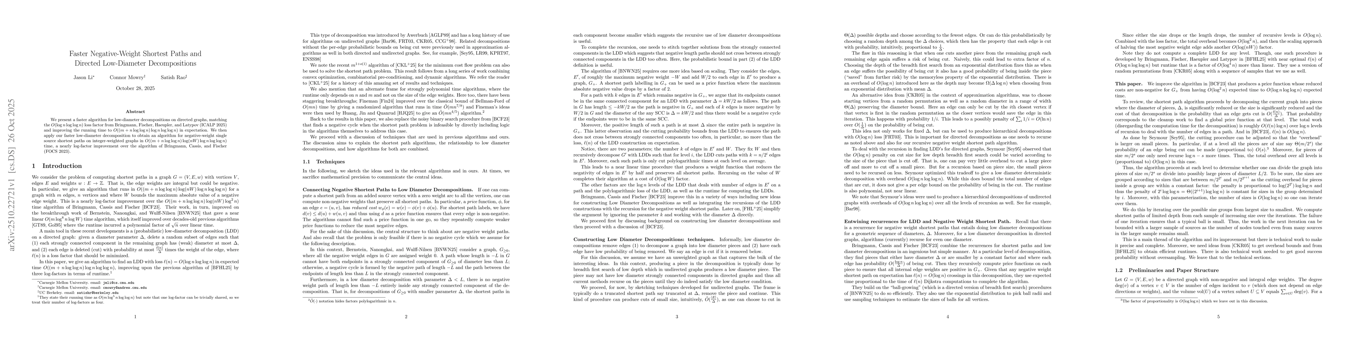 Thumbnail for Faster Negative-Weight Shortest Paths and Directed Low-Diameter
  Decompositions