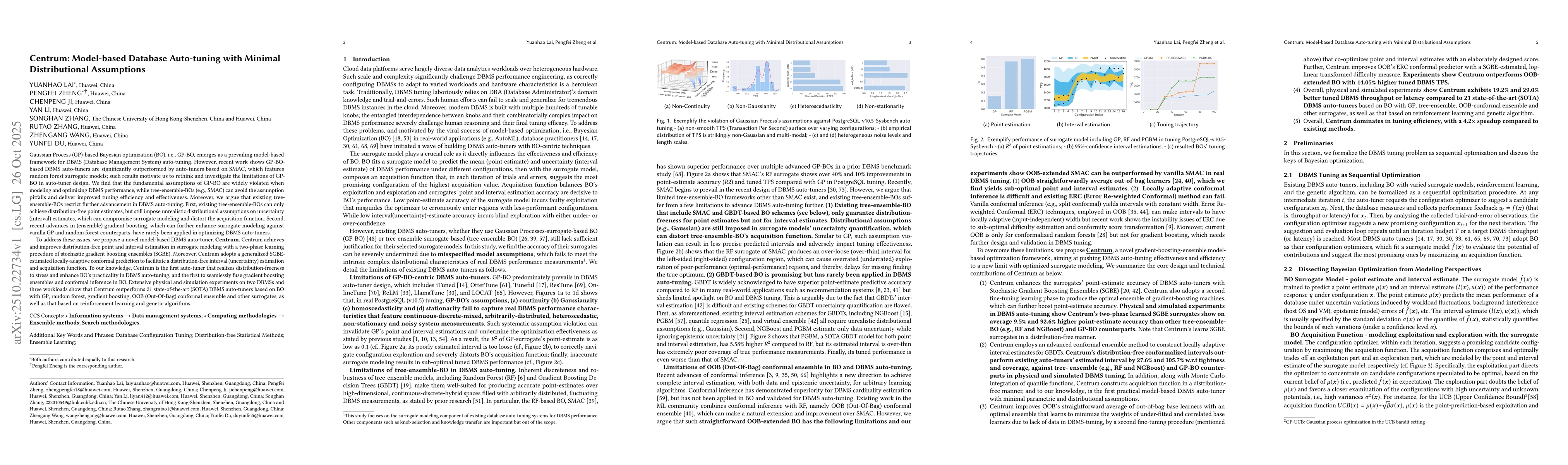 Thumbnail for Centrum: Model-based Database Auto-tuning with Minimal Distributional
  Assumptions