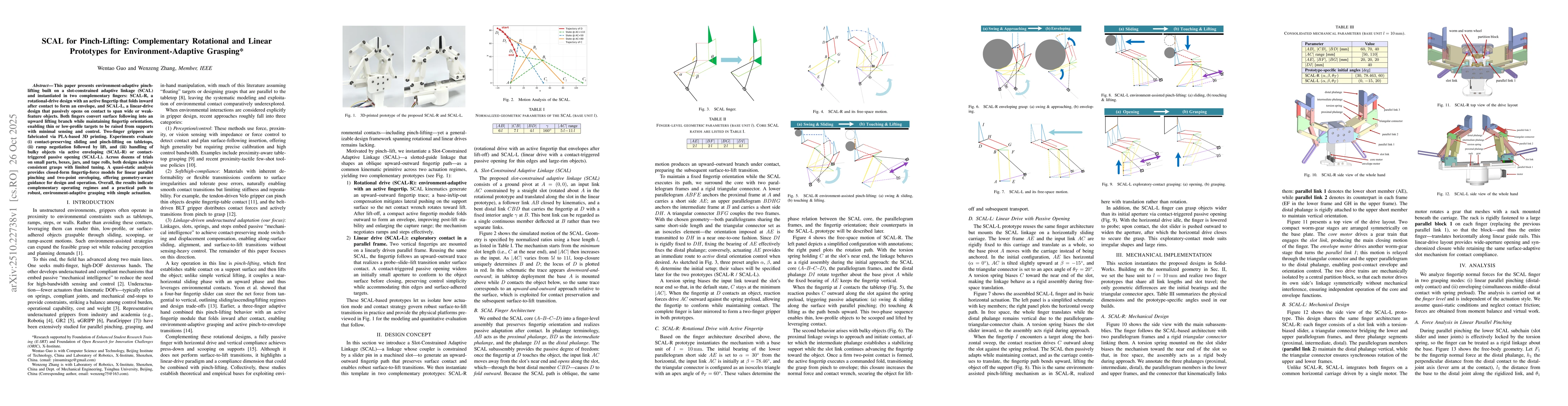 Thumbnail for SCAL for Pinch-Lifting: Complementary Rotational and Linear Prototypes
  for Environment-Adaptive Grasping