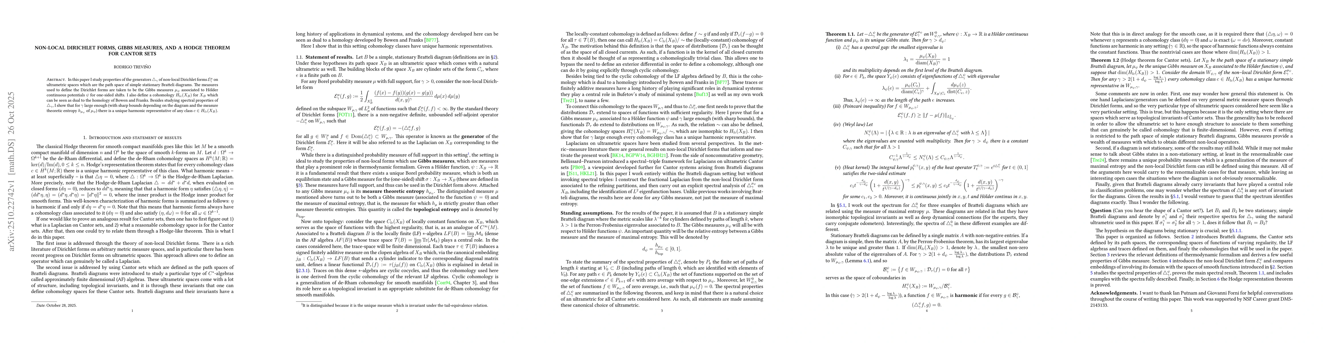 Thumbnail for Non-local Dirichlet forms, Gibbs measures, and a Hodge theorem for
  Cantor sets