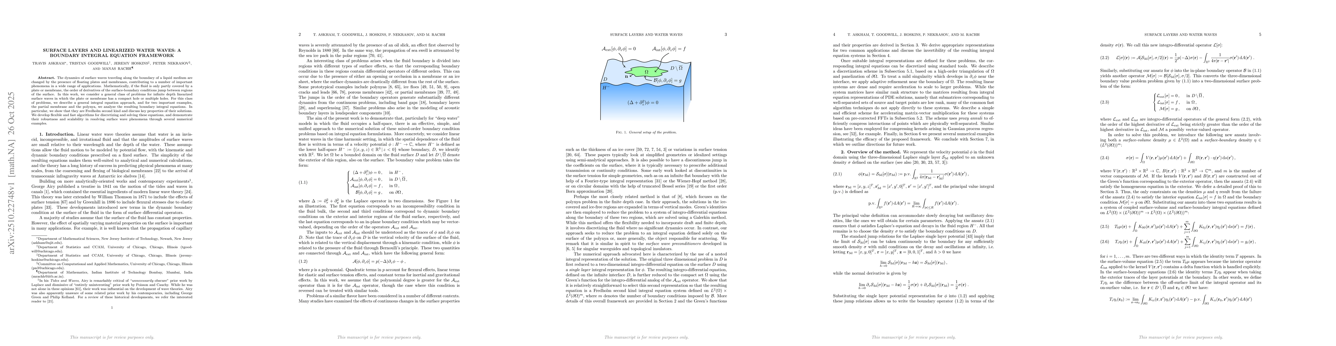 Thumbnail for Surface layers and linearized water waves: a boundary integral equation
  framework