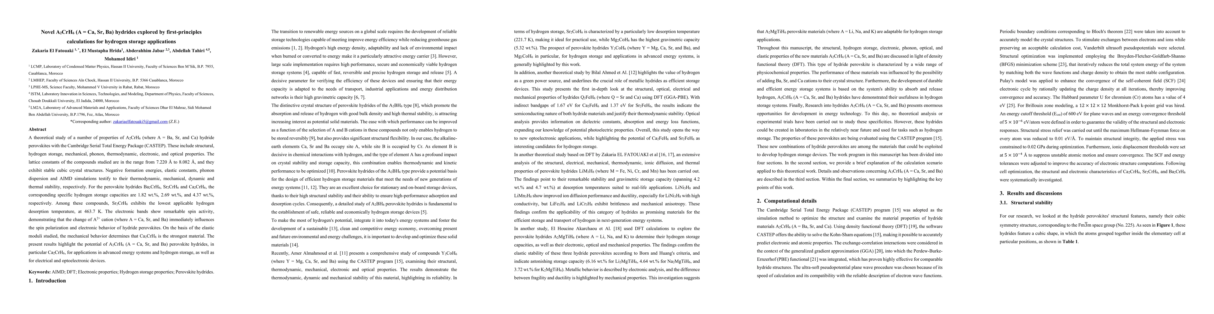 Thumbnail for Novel A2CrH6 (A = Ca, Sr, Ba) hydrides explored by first-principles
  calculations for hydrogen storage applications