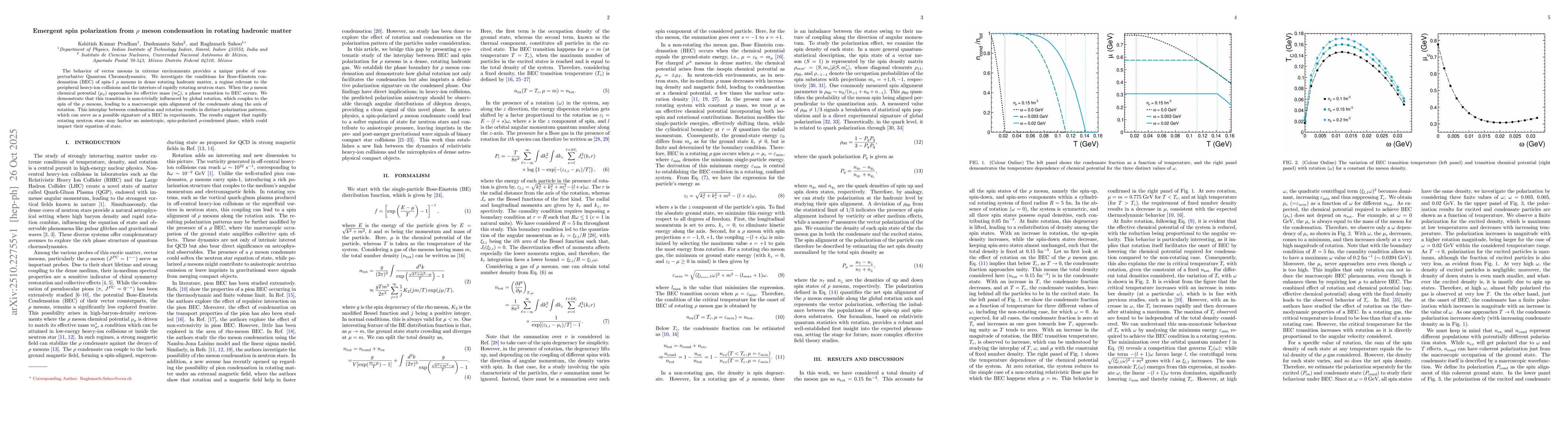 Thumbnail for Emergent spin polarization from $ρ$ meson condensation in rotating
  hadronic matter