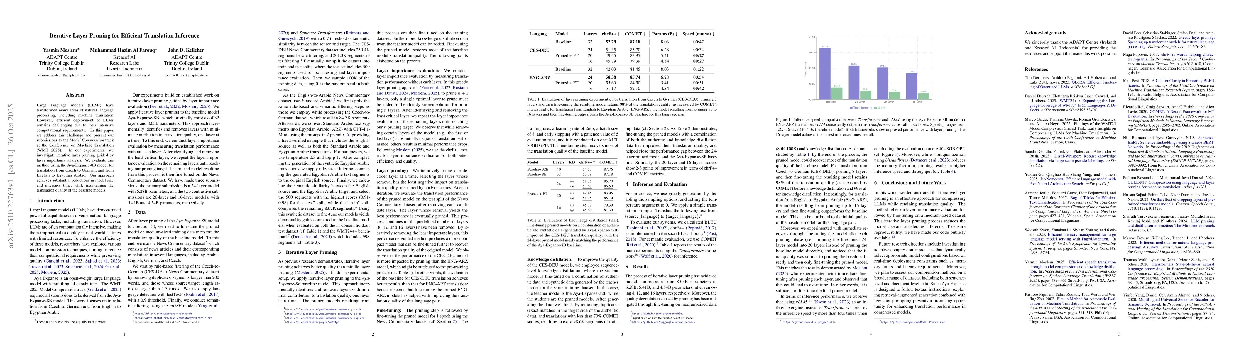 Thumbnail for Iterative Layer Pruning for Efficient Translation Inference