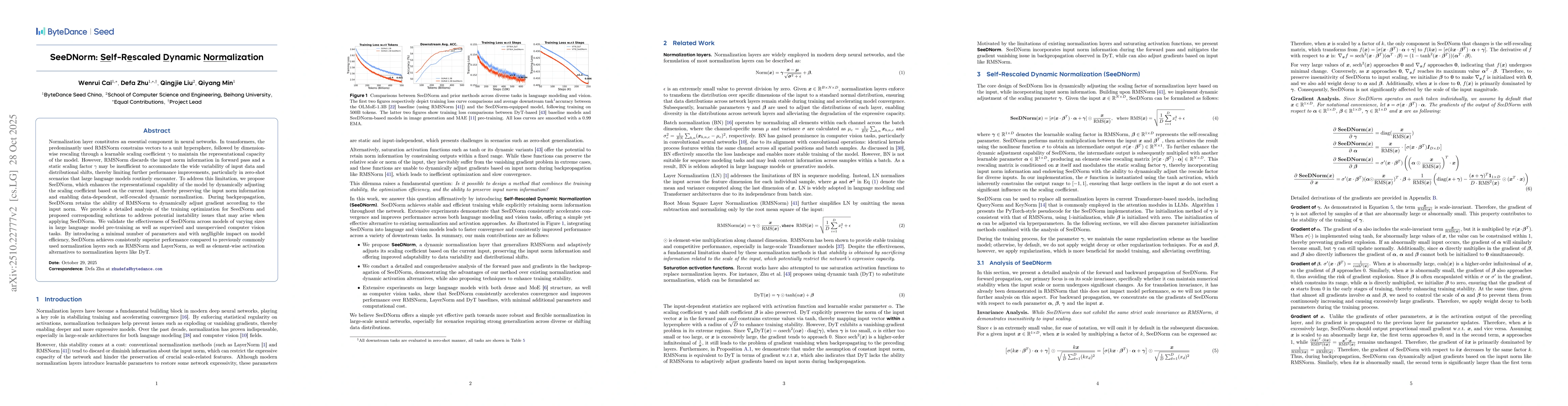 Thumbnail for SeeDNorm: Self-Rescaled Dynamic Normalization