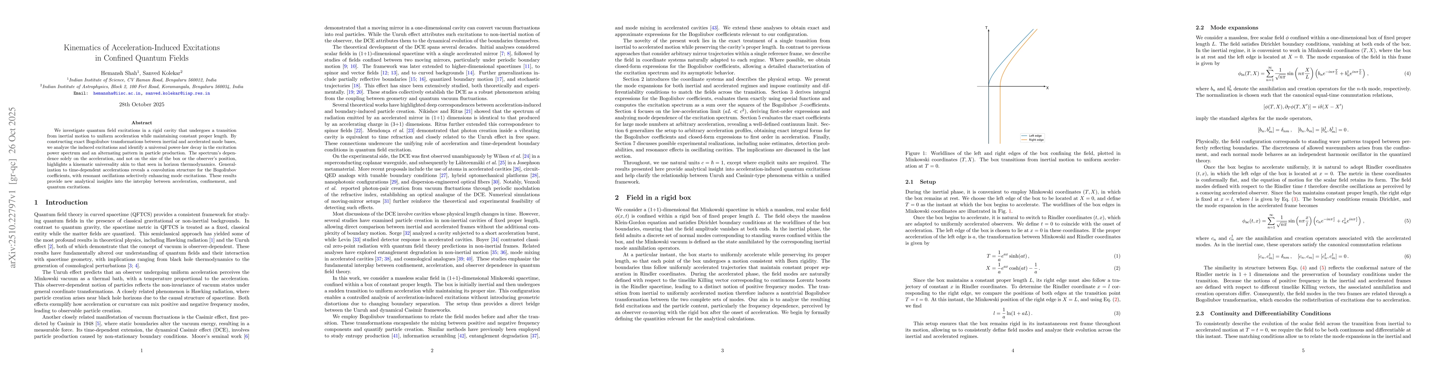 Thumbnail for Kinematics of Acceleration-Induced Excitations in Confined Quantum
  Fields