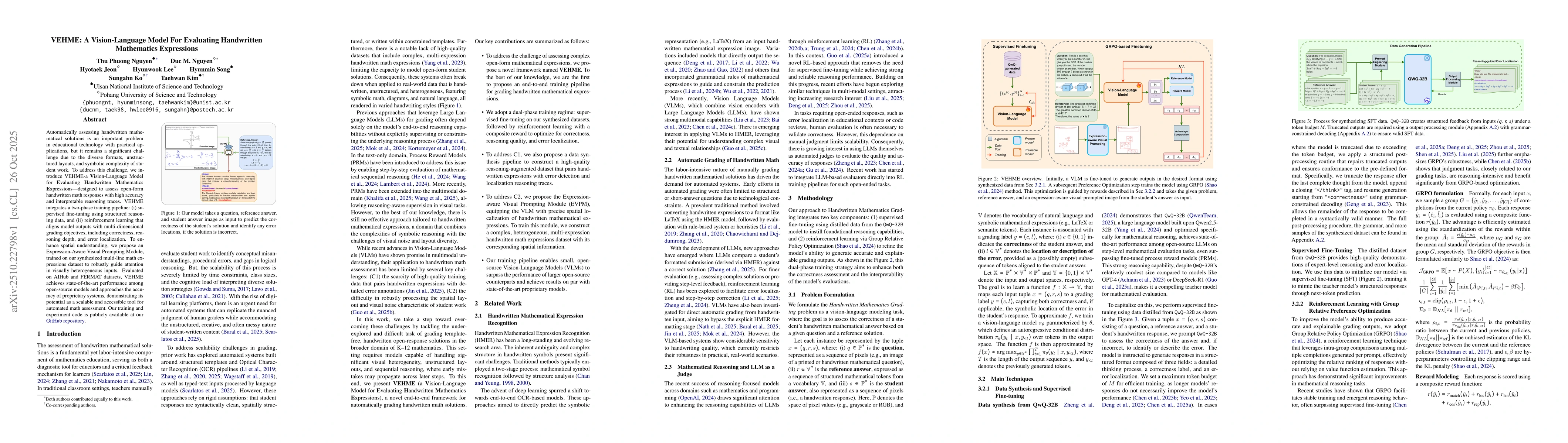 Thumbnail for VEHME: A Vision-Language Model For Evaluating Handwritten Mathematics
  Expressions