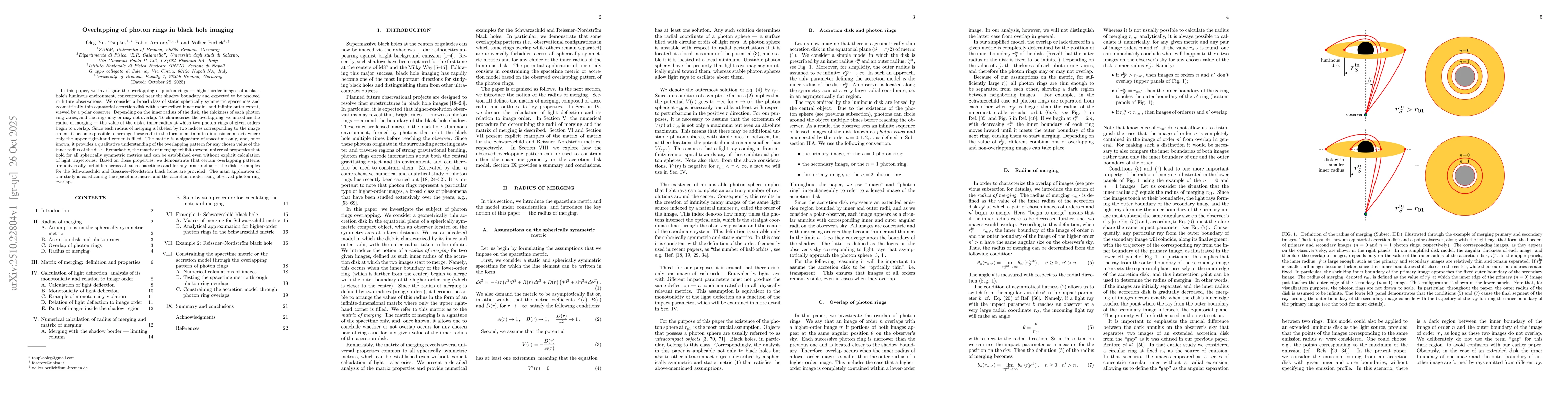 Thumbnail for Overlapping of photon rings in black hole imaging