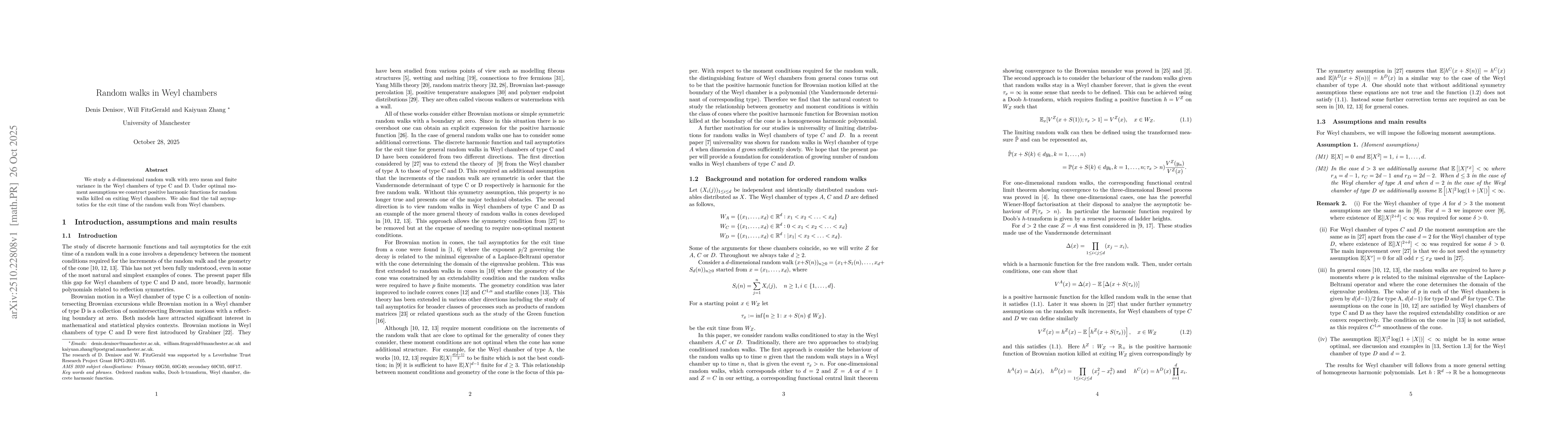 Thumbnail for Random walks in Weyl chambers