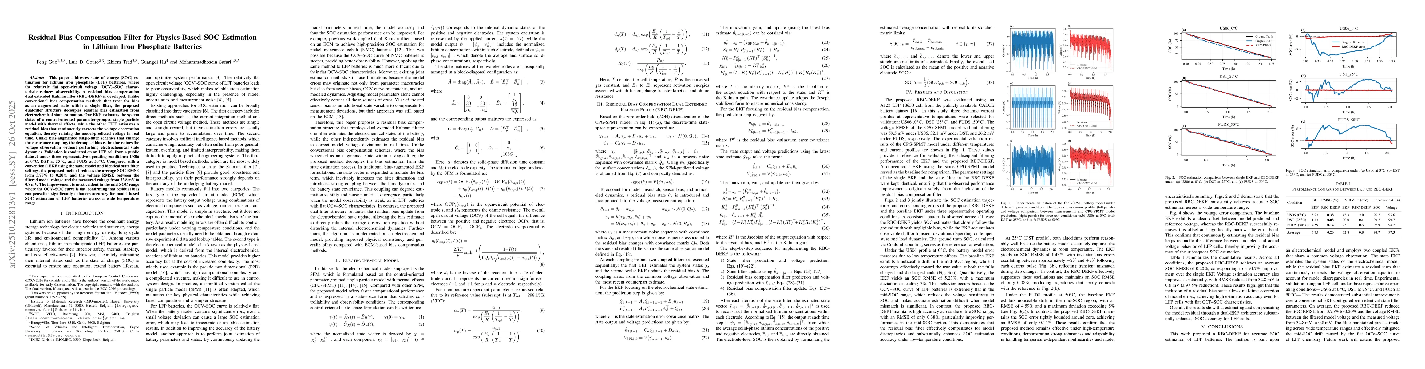 Thumbnail for Residual Bias Compensation Filter for Physics-Based SOC Estimation in
  Lithium Iron Phosphate Batteries