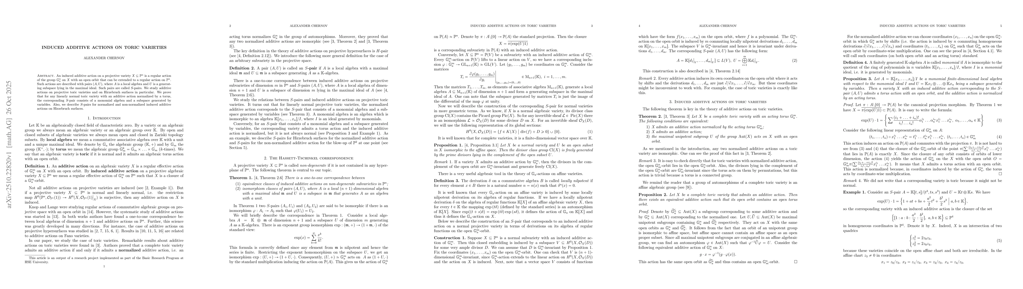 Thumbnail for Induced additive actions on toric varieties