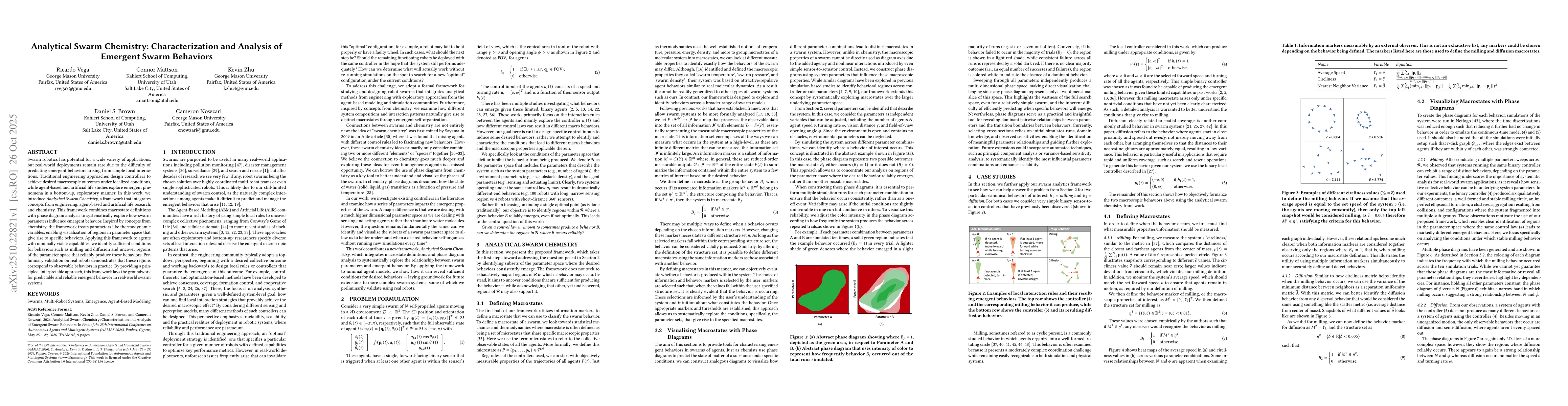 Thumbnail for Analytical Swarm Chemistry: Characterization and Analysis of Emergent
  Swarm Behaviors